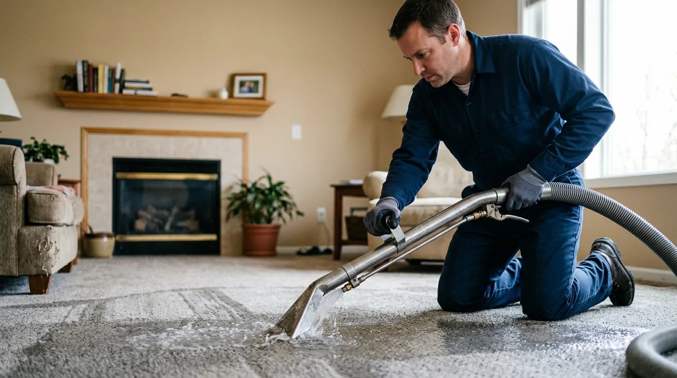 Water damage restoration technician working near West Hatfield, MA